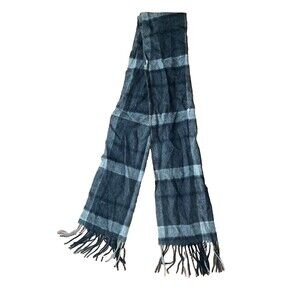 Club Room Scarf Black/Grey Plaid Print 100% Cashmere Wool Scarf Unisex Scarf